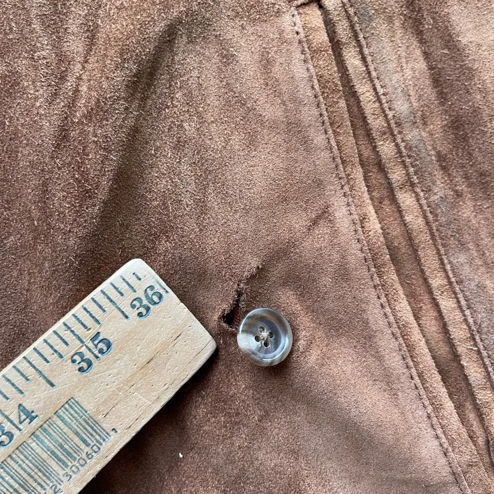 Polo Ralph Lauren Vintage Suede Leather Harrington Jacket Brown XL Plaid Lined
